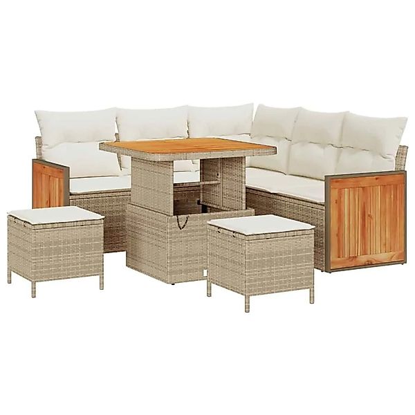 vidaXL Gartensofa-Set mit Kissen 9 Stk Beige und Creme Poly-Rattan 3365251 günstig online kaufen