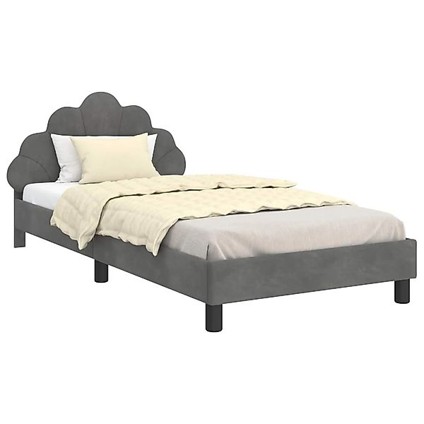 vidaXL Kinderbettgestell mit Kopfteil Dunkelgrau 90 x 200 cm Samt 42011163 günstig online kaufen