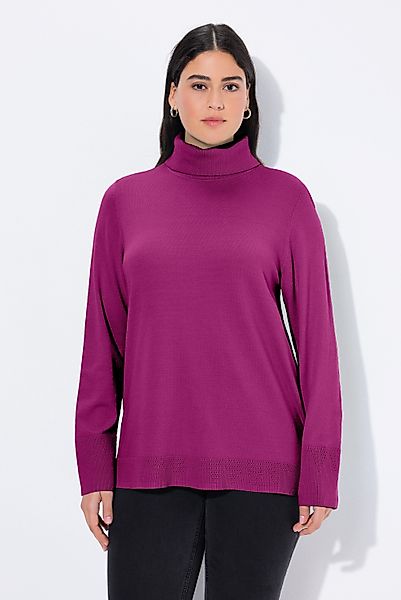 Ulla Popken Strickpullover Rollkragenpullover breite Rippbündchen günstig online kaufen