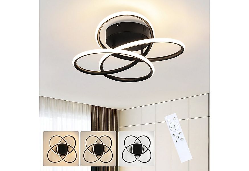 Nettlife LED Deckenleuchte LED Deckenleuchte Flur Schwarz Modern Dimmbar, D günstig online kaufen