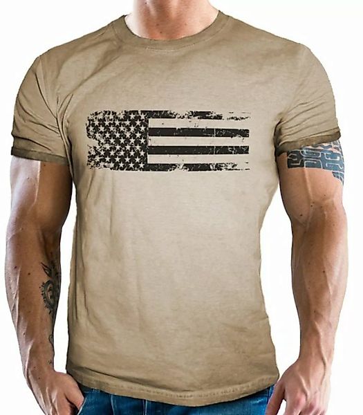 GASOLINE BANDIT® T-Shirt für US Army Fans: USA Flag Vintage Washed Jeans Lo günstig online kaufen
