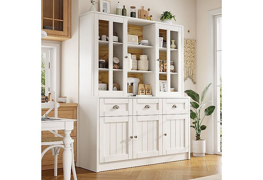 MODFU Hochschrank Vitrinenschrank,Küchenschrank (140x38,5x175 cm Moderner H günstig online kaufen