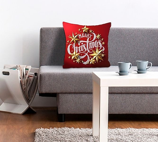 queence Dekokissen »Stars«, Kissenhülle,Merry Christmas,Rot,Weihnachten,Fes günstig online kaufen