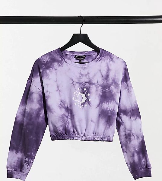 Wednesday's Girl – Kurzes Sweatshirt mit Himmelskörper-Print und Batikmuste günstig online kaufen