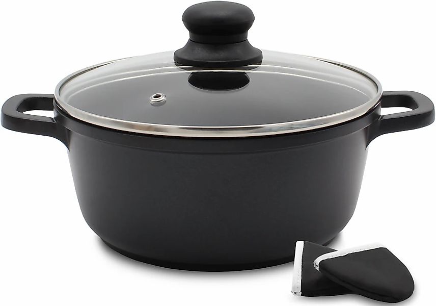 Krüger Fleischtopf "Aluguss Fleischtopf mit Glasdeckel inkl. Thermogrips LE günstig online kaufen