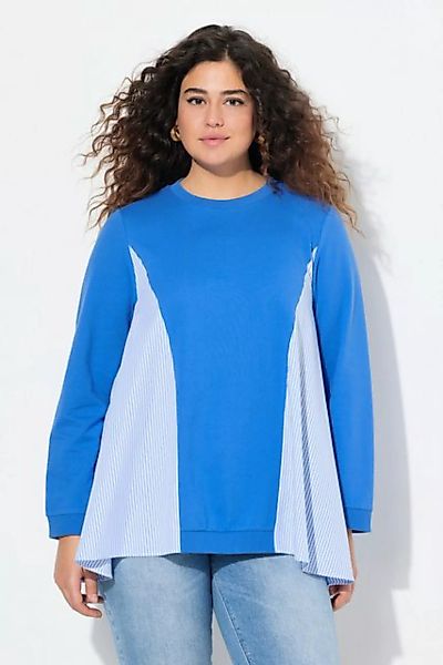 Ulla Popken Sweatshirt Sweatshirt Streifeneinsätze Rundhals Langarm günstig online kaufen