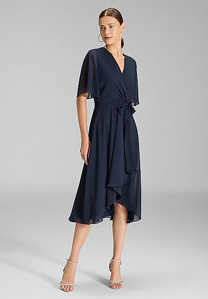 SWING Cocktailkleid - Chiffon Kleid in Wickel Optik mit Vokuhila Saum Taill günstig online kaufen