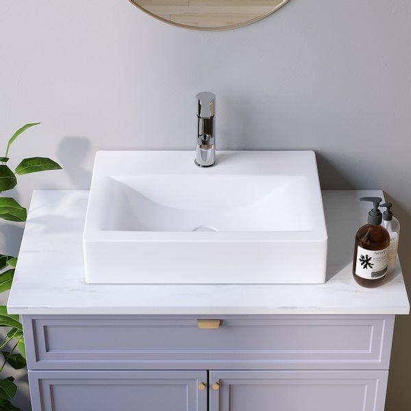 AQUABATOS Waschbecken Aufsatzwaschbecken mit/ohne Hahnloch rund günstig online kaufen