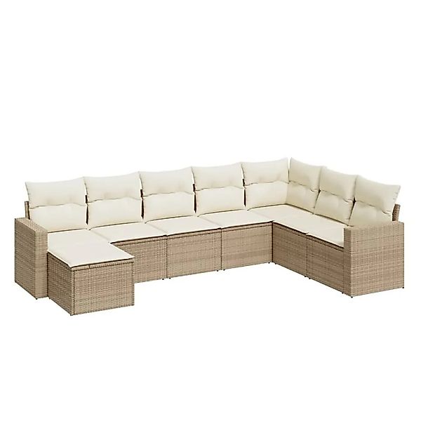 vidaXL 8-Tlg Garten-Sofagarnitur mit Kissen Beige Poly Rattan 3251695 günstig online kaufen