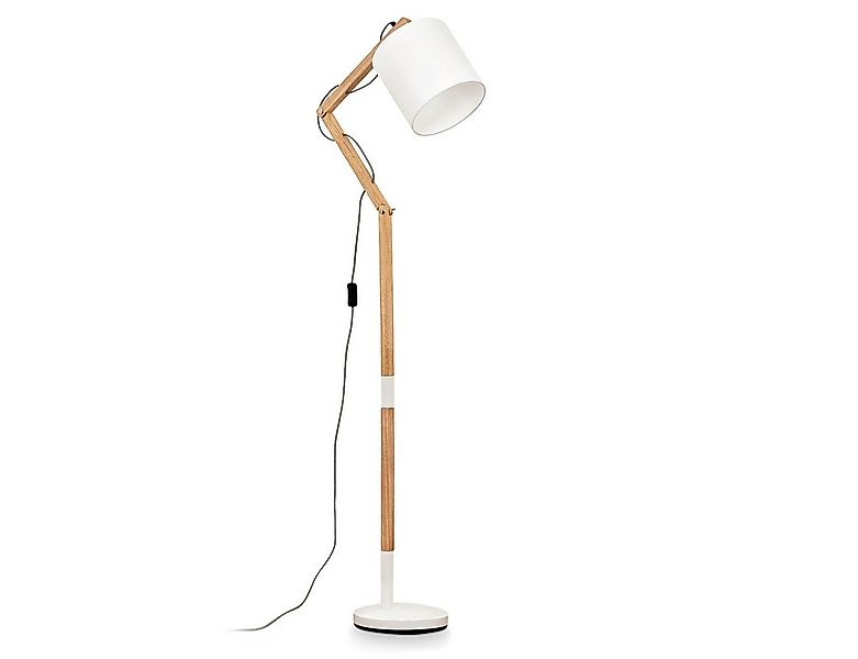 hofstein Stehlampe moderne Stehlampe aus Metall/Stoff/Holz in Weiß/Naturfar günstig online kaufen