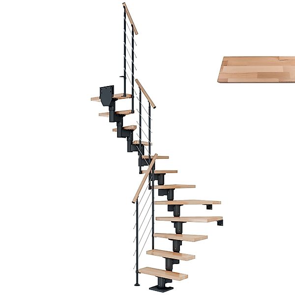 Dolle Mittelholmtreppe Dublin Buche Anthrazit GH bis 315 cm 1/2gew. 75 cm F günstig online kaufen