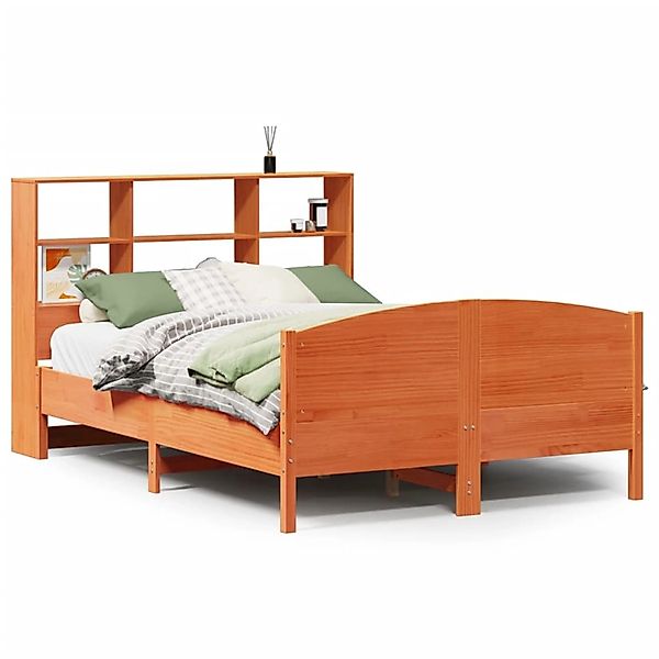 vidaXL Massivholzbett mit Regal ohne Matratze Wachsbraun 150x200 cm 3323103 günstig online kaufen