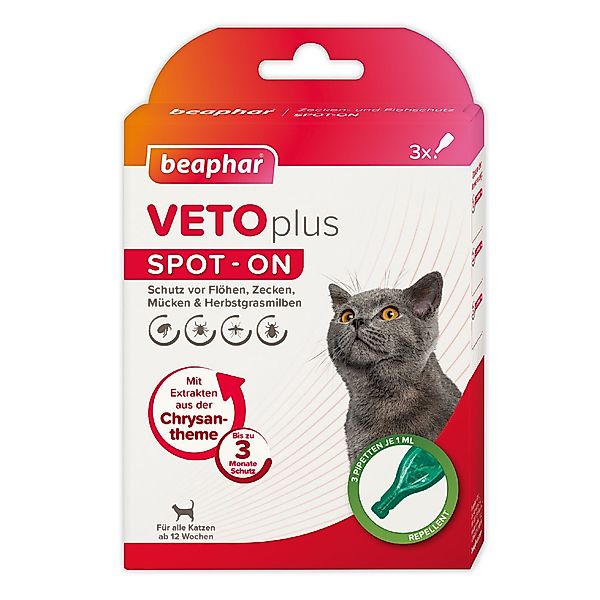 beaphar Zeckenschutzmittel VETOplus SPOT-ON für Katzen günstig online kaufen