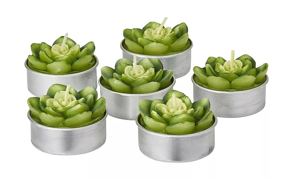 Teelichter, 6er-Set - grün - Aluminum, Wachs - 13,7 cm - 4 cm - 9 cm - Scon günstig online kaufen