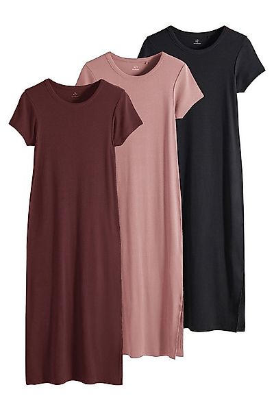 The Set Midikleid The Set gerippte Kurzarm-Midikleider, 3er-Pack (3-tlg) günstig online kaufen