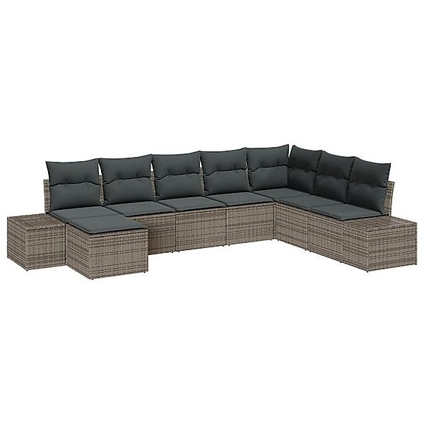 vidaXL Loungesofa 8-tlg. Garten-Sofagarnitur mit Kissen Grau Poly Rattan, 8 günstig online kaufen