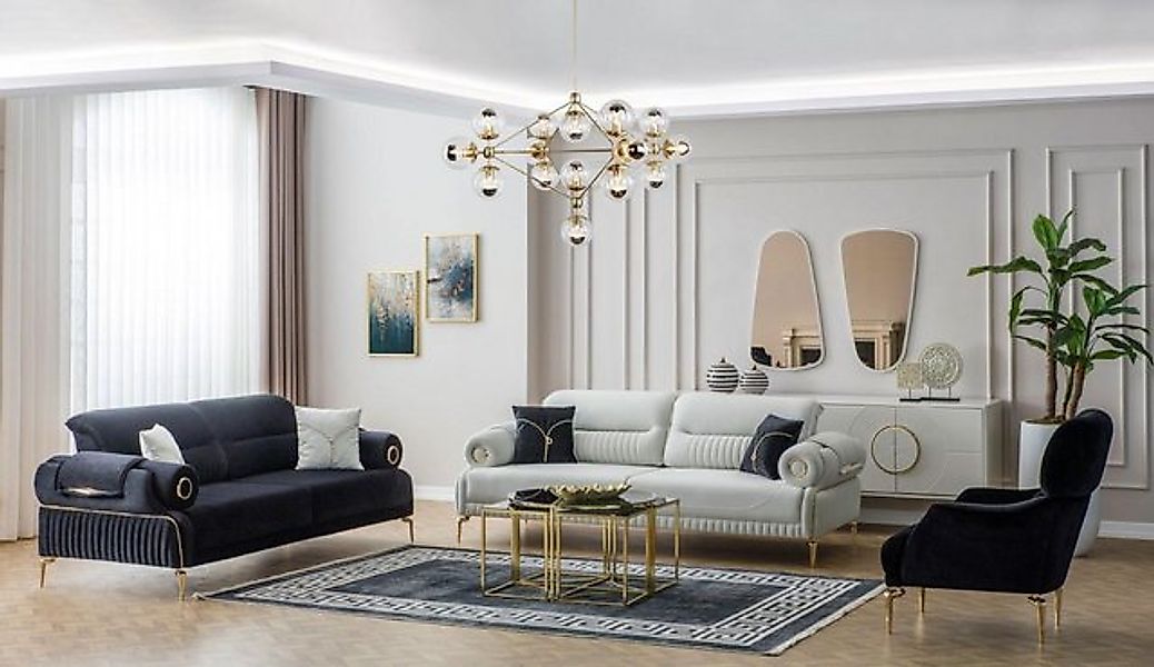 JVmoebel Sofa Couchgarnitur Dreisitzer Sessel Couch Polstersofa Stoffsofa B günstig online kaufen
