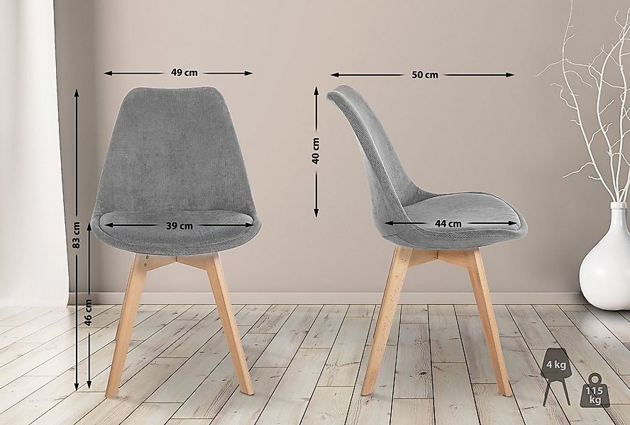 CLP Küchenstuhl Linares, mit Rückenlehne und Holzbeinen günstig online kaufen