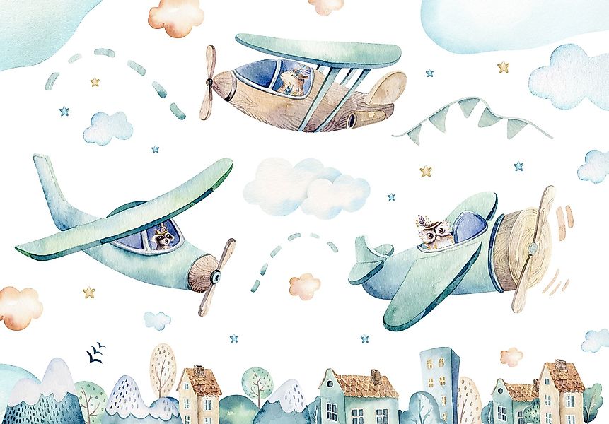 Wallarena Fototapete Kinderzimmer Jungen Flugzeuge Kinder günstig online kaufen