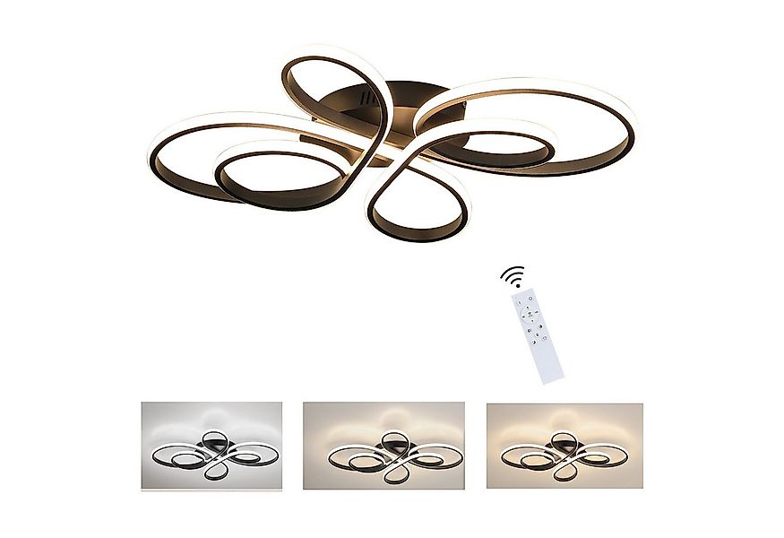 Nettlife LED Deckenleuchte Wohnzimmer Schwarz Dimmbar Modern 66/80/100CM De günstig online kaufen