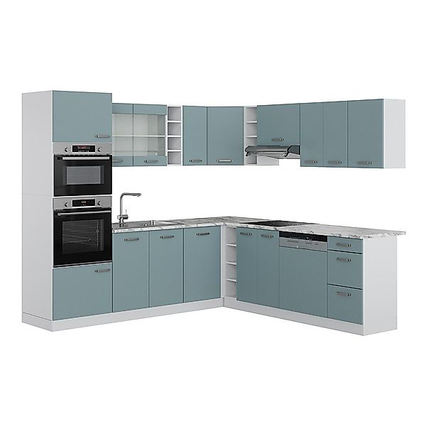 Vicco Winkelküche R-Line, Blau-Grau/Weiß, 237 x günstig online kaufen