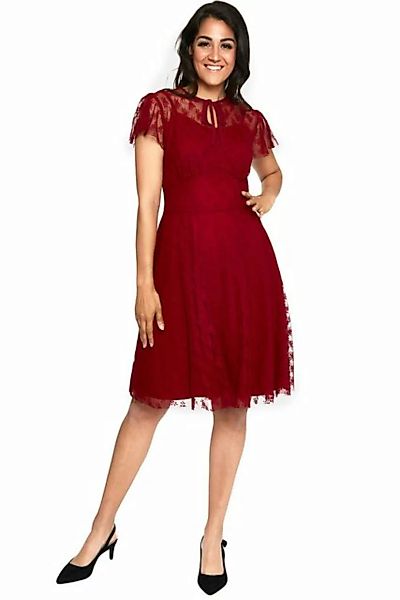 Voodoo Vixen A-Linien-Kleid Melody Burgundy Lace Flare Dress Retro Vintage günstig online kaufen