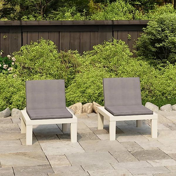 Gartenstühle Mit Auflagen 2 Stk. Kunststoff Weiß günstig online kaufen