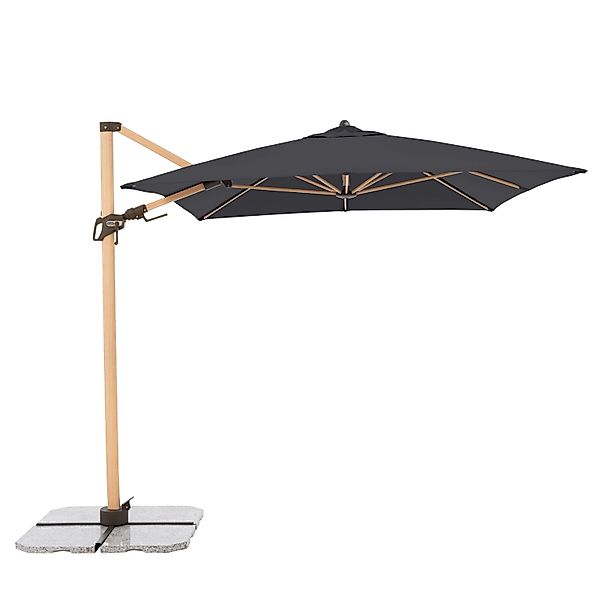 Doppler Ampelschirm Alu Wood 300 cm x 220 cm Anthrazit mit Kurbelmechanik günstig online kaufen