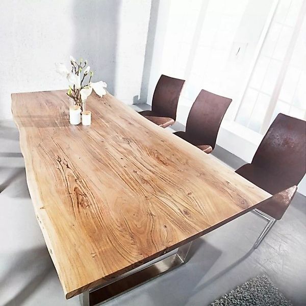 Esstisch AMBA Natur massiv Akazienholz 180cm & 35mm Tischplatte günstig online kaufen
