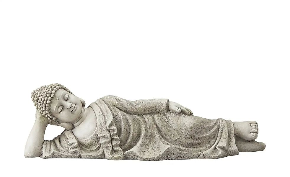 HOME STORY Deko Figur Buddha   ¦ grau ¦ Magnesia ¦ Maße (cm): B: 66 H: 20 T günstig online kaufen