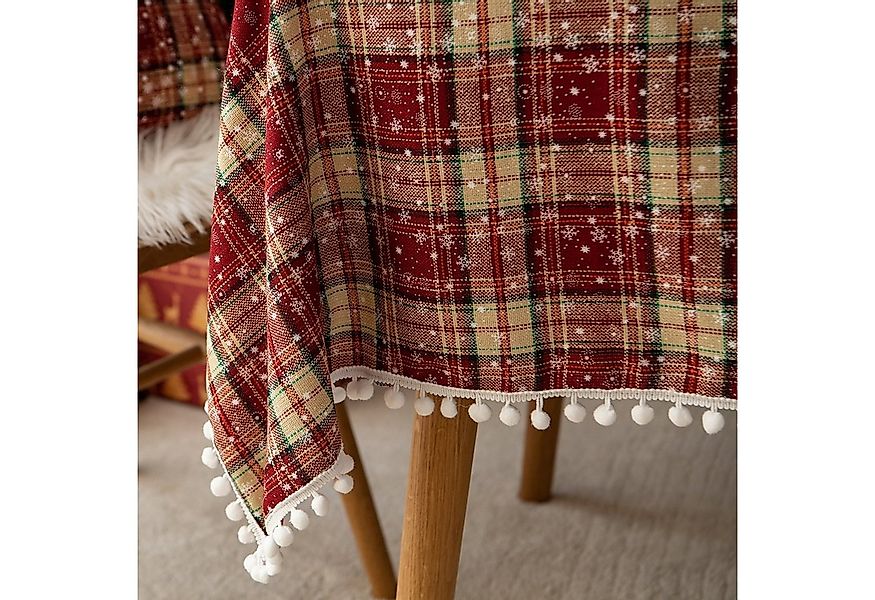 Rosnek Kissenbezug Schneeflocke Pompon, kariert, für Tisch- und Stuhldeko z günstig online kaufen