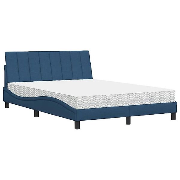 vidaXL Bett Bett mit Matratze Blau 120x200 cm Stoff günstig online kaufen