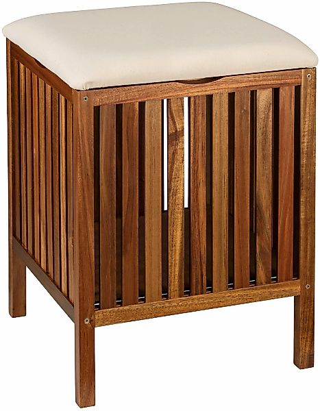 WENKO Hocker "Fondi" gepolstert, aus Akazienholz, ideal zur Wäscheaufbewahr günstig online kaufen