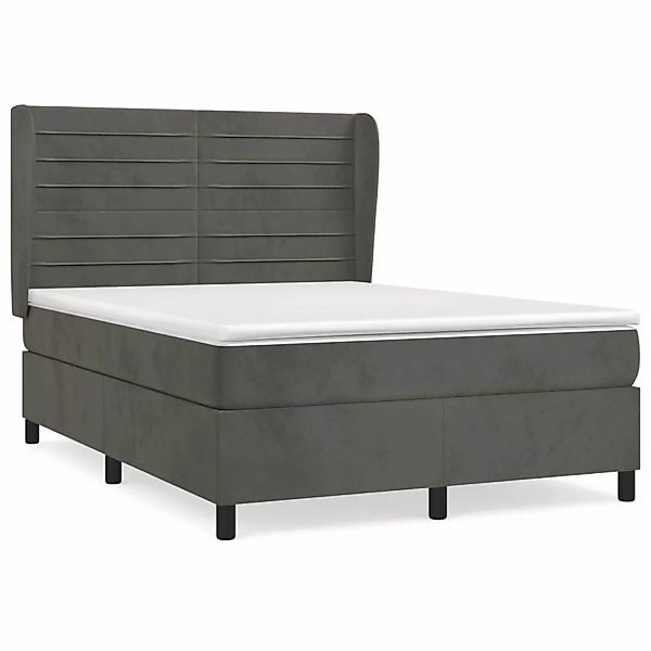 vidaXL Boxspringbett mit Matratze Dunkelgrau 140x200 cm Samt1372956 günstig online kaufen