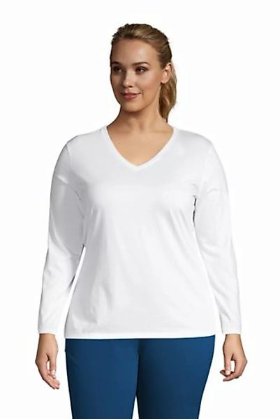 Supima Langarm-Shirt mit V-Ausschnitt in großen Größen, Damen, Größe: 52-54 günstig online kaufen