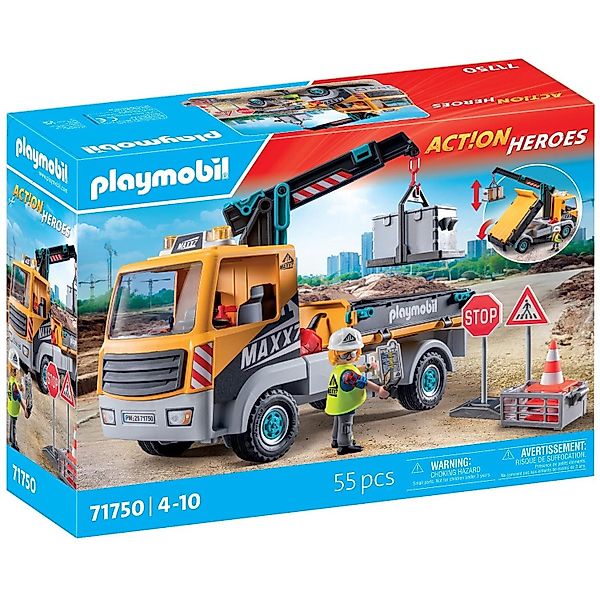 Playmobil® 71750 Baustellen-LKW mit Kran Konstruktions-Spielset günstig online kaufen