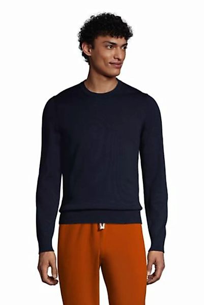 Supima Rundhals-Pullover, Herren, Größe: XL Normal, Blau, Baumwolle, by Lan günstig online kaufen