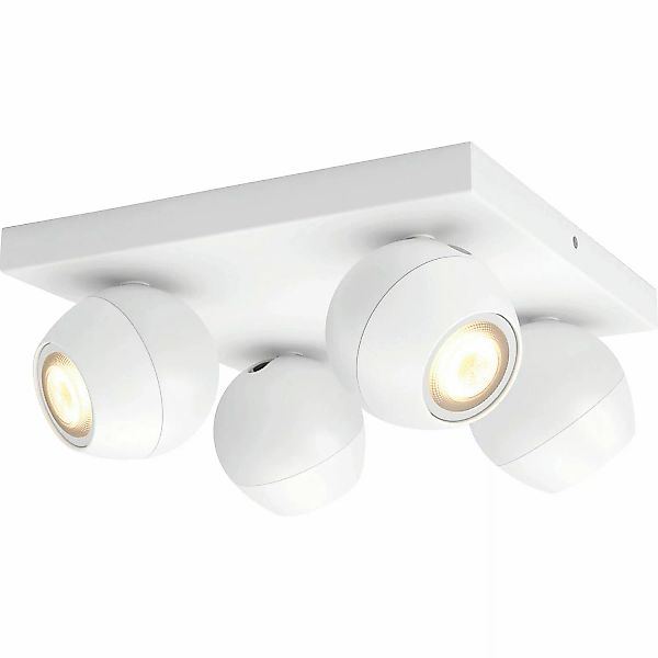 Philips Hue Spot 4-flg. White Ambiance Buckram Weiß 4 x 250 lm inkl. Dimmer günstig online kaufen