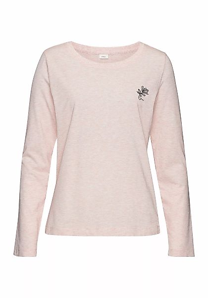 s.Oliver Langarmshirt, mit kleiner Blumen-Stickerei günstig online kaufen