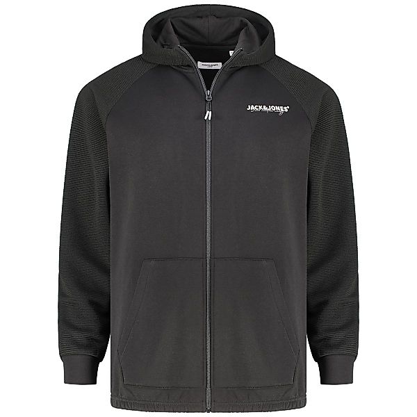 Jack&Jones Sweatjacke aus Materialmix Farbe schwarz Größe: 6XL günstig online kaufen