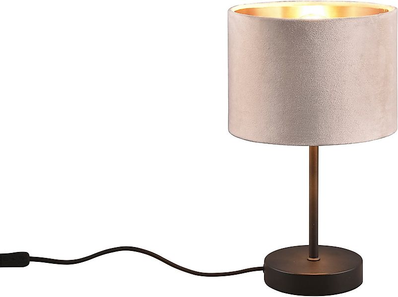 my home Schreibtischlampe JOSIE, Tischlampe mit Samtschirm beige / innen go günstig online kaufen