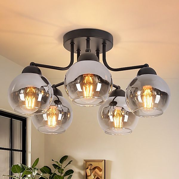 Nettlife Deckenleuchte Glas Schwarz Vintage 3/5 günstig online kaufen