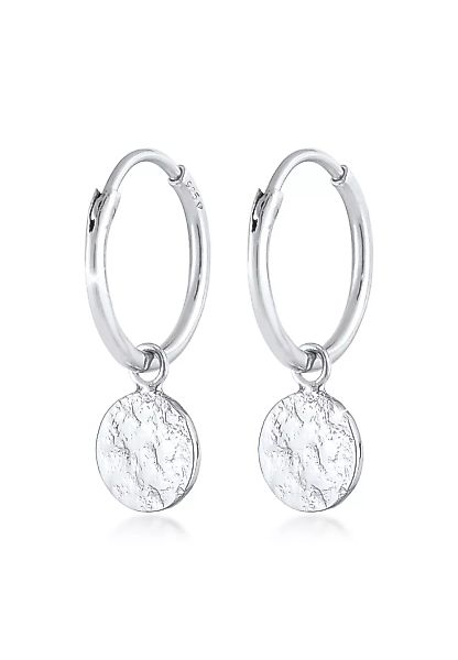 Elli Paar Creolen "Creolen Plättchen Coin Organic Look 925 Silber" günstig online kaufen