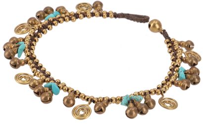 Guru-Shop Fußkette Fußkette Makramee mit Glöckchen, günstig online kaufen