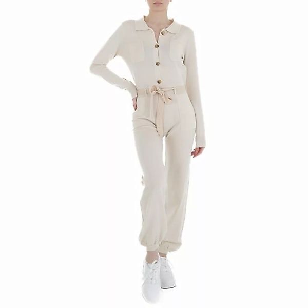 Ital-Design Overall Damen Freizeit Stretch Langer Jumpsuit in Creme günstig online kaufen