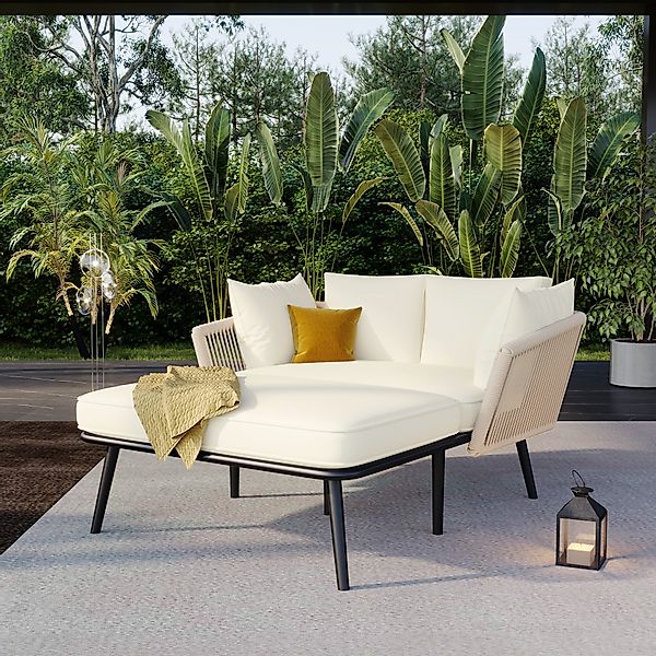 Flieks Gartenliege, 2-Sitzer Gartensofa Sonnenliege Gartenlounge günstig online kaufen