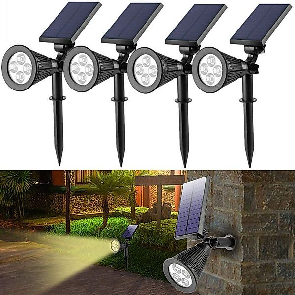 oyajia LED Solarleuchte 4LEDs Solarleuchte Scheinwerfer, günstig online kaufen