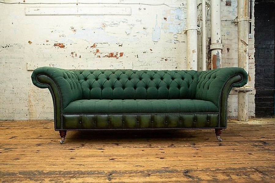 JVmoebel Chesterfield-Sofa Klassische Chesterfield Grün Textil Sofa Sitz Po günstig online kaufen