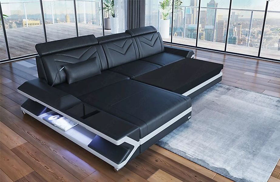 Sofa Dreams Ecksofa Leder Couch Sofa Napoli L Form Ledersofa, mit LED, wahl günstig online kaufen