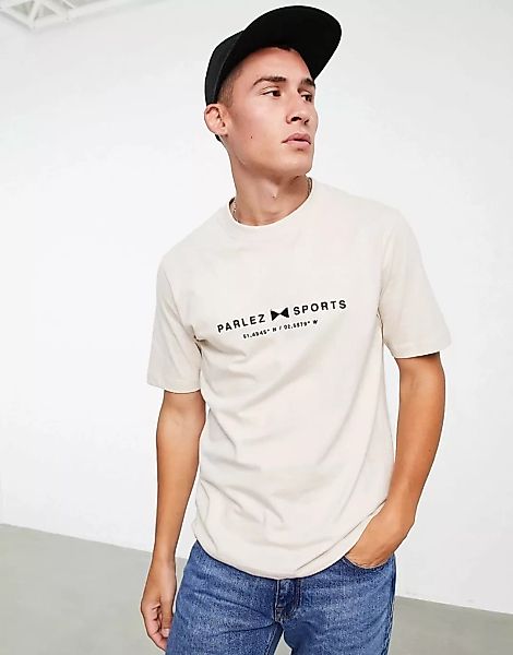 Parlez – Byera – Besticktes T-Shirt in Ecru-Weiß günstig online kaufen